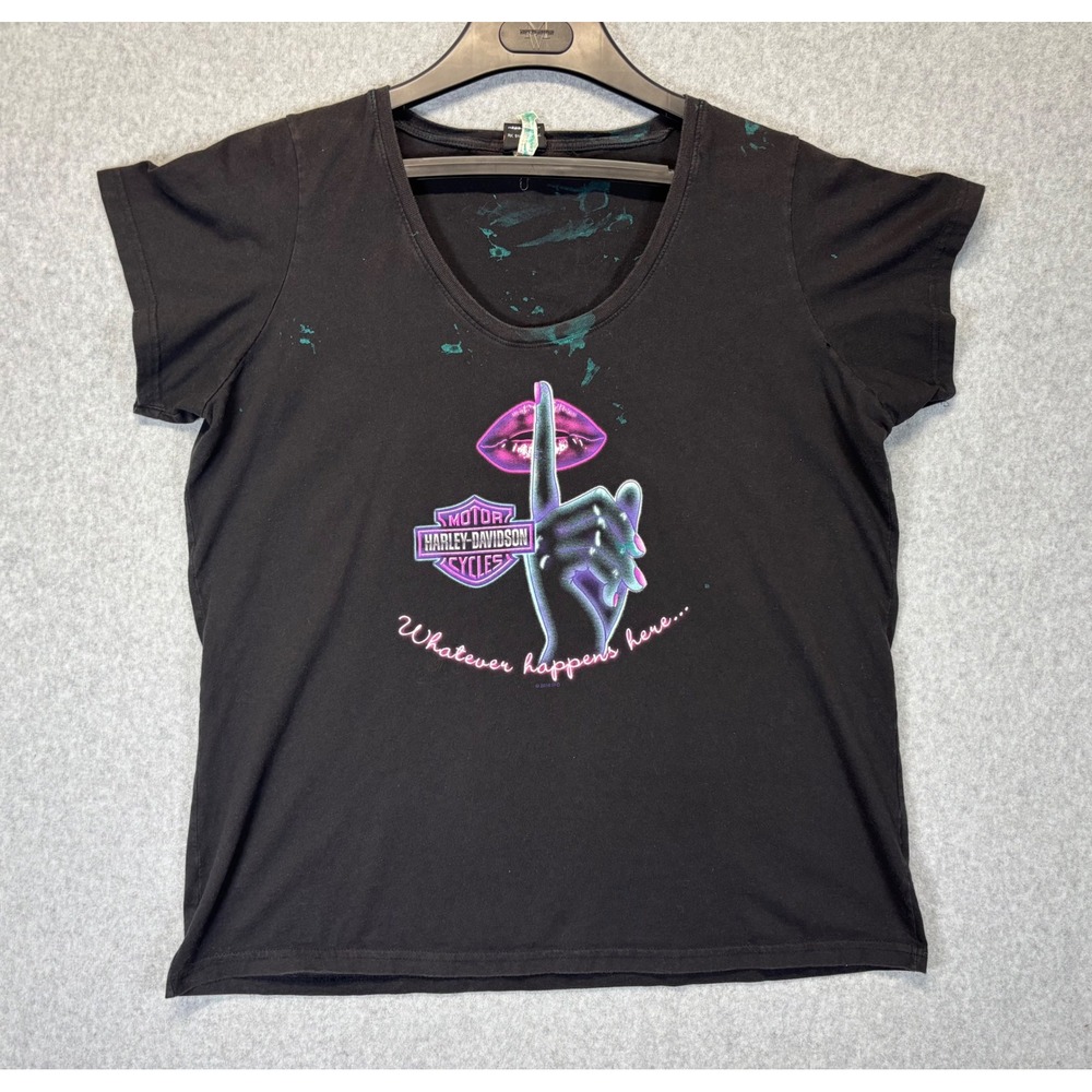 Harley-Davidson Las Vegas Neon Graphic T-Shirt Black Ladies 2XL Whatever Happens